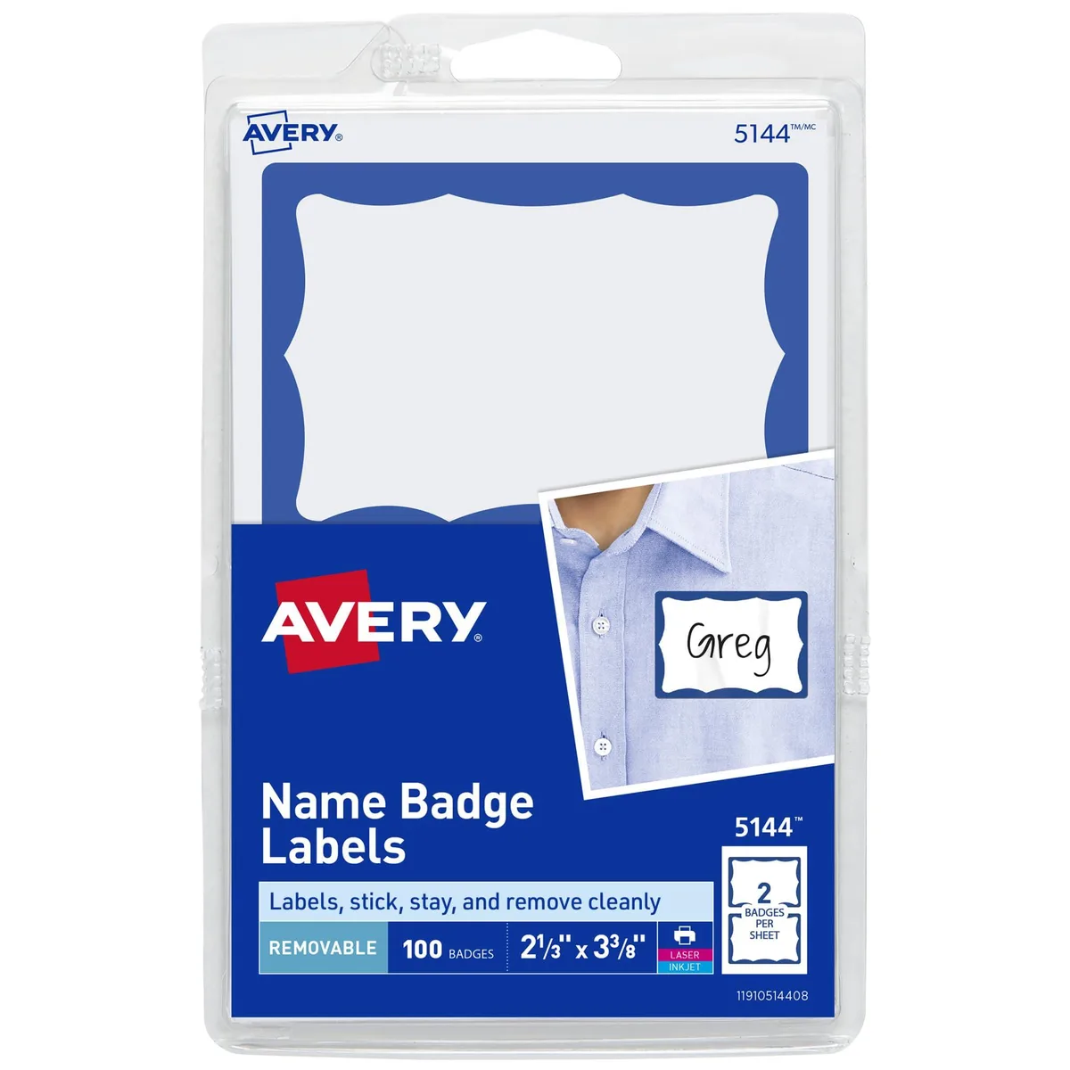  Avery 5144 Name Badge Labels 100 Pack — product photo