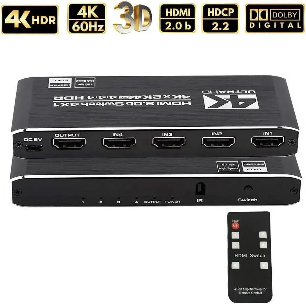 SMUGDESK SMUGDESK 4x1 HDMI Switch 4K 60Hz HDR10 HDCP 2.2 — product photo