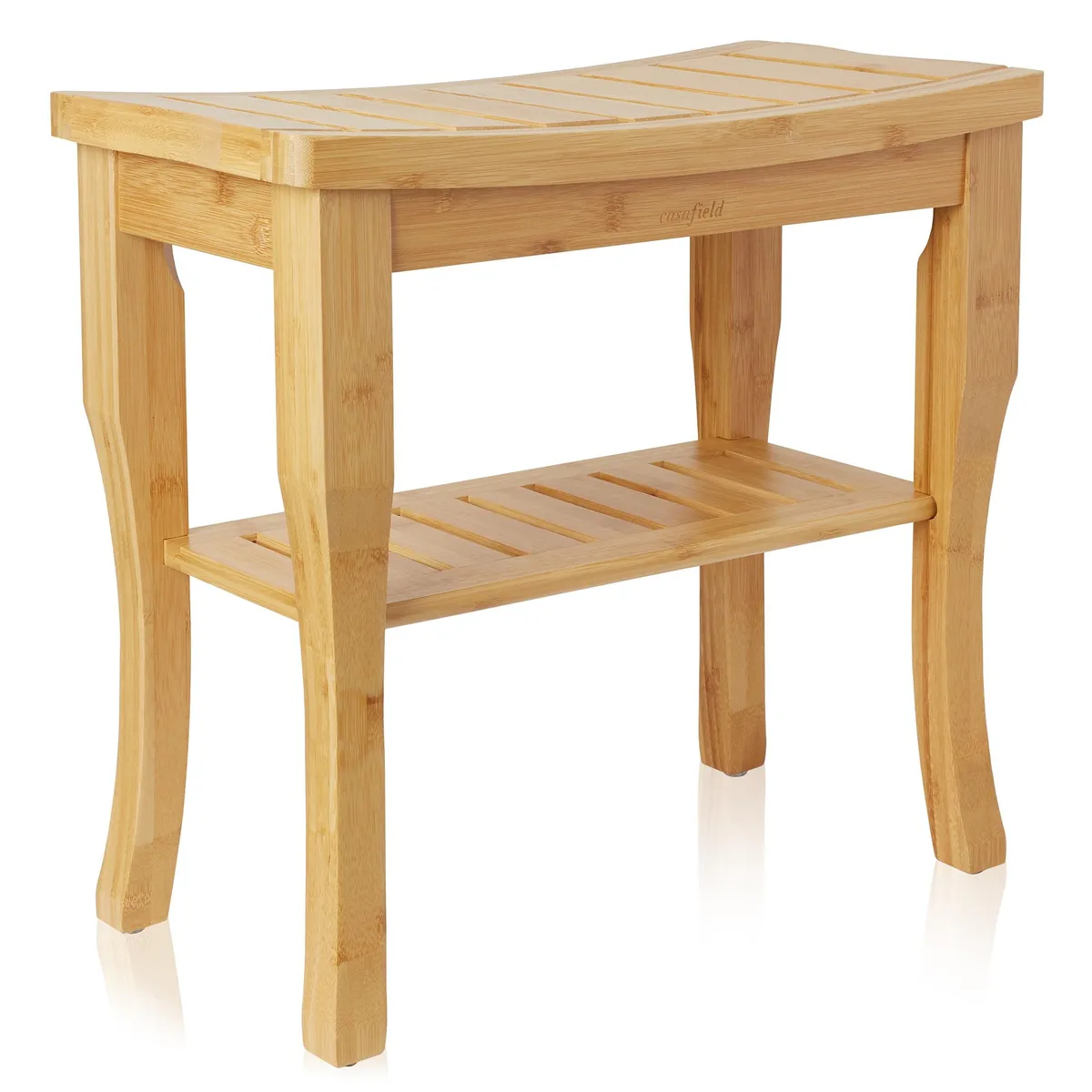 Casafield Casafield Bamboo Shower Bench with Storage Shelf, 2-Tier — product photo