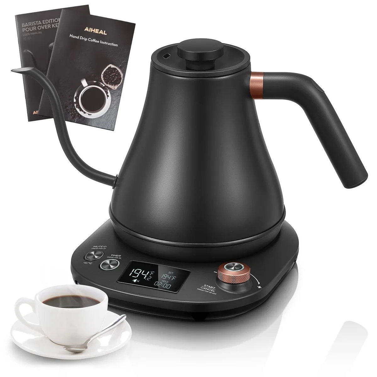  Aiheal G1 Gooseneck Kettle 0.8L Matte Black — product photo