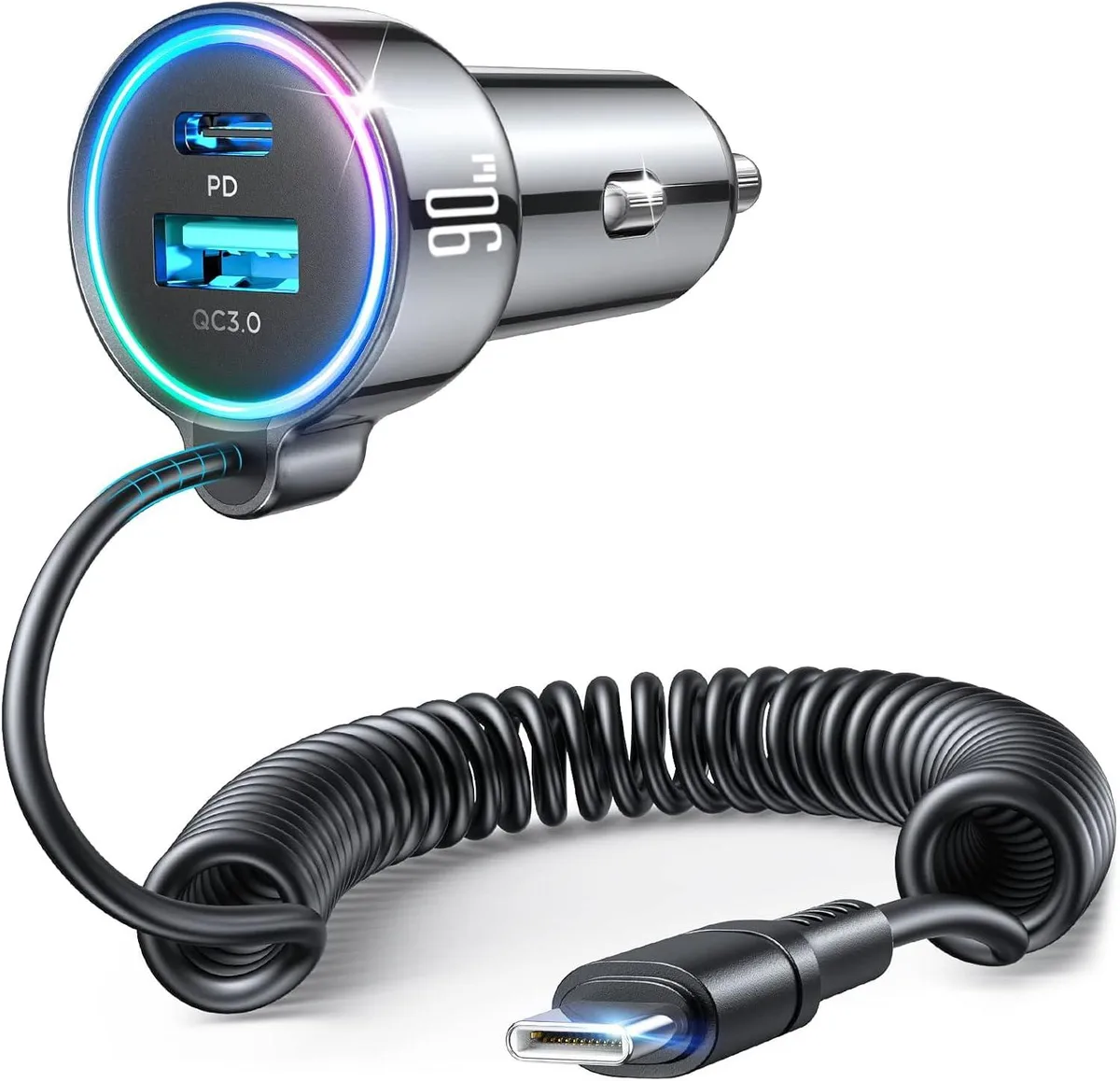 Hamzan Hamzan 90W Car Charger with 45W Coiled Cable — product photo