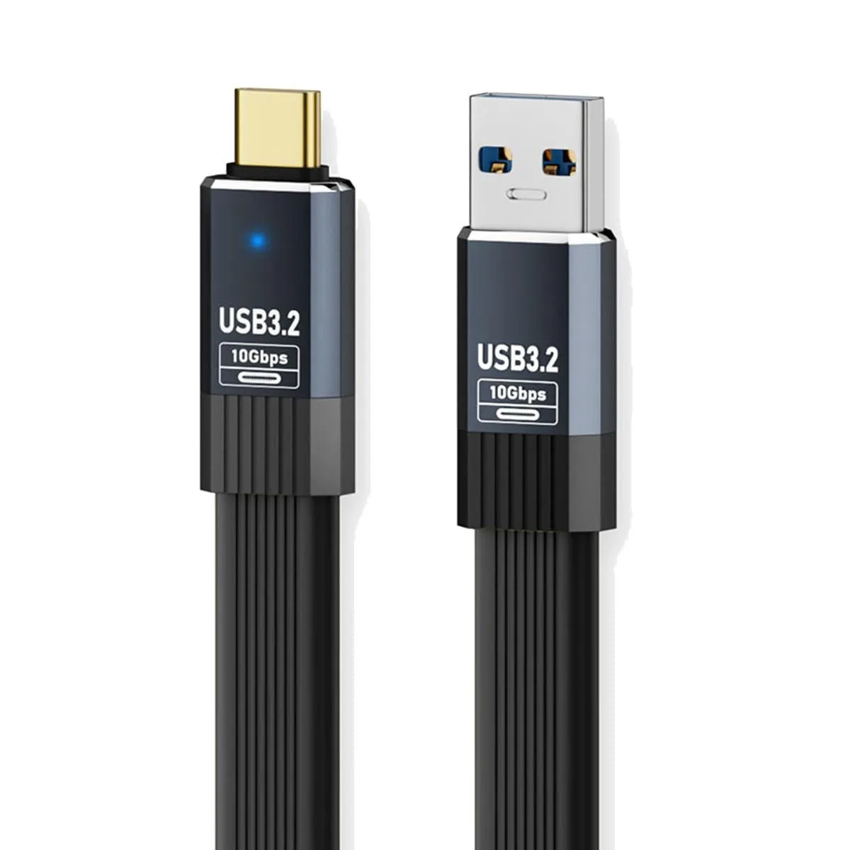 Black flat USB 3.1 Type-A to Type-C cable, 50 cm