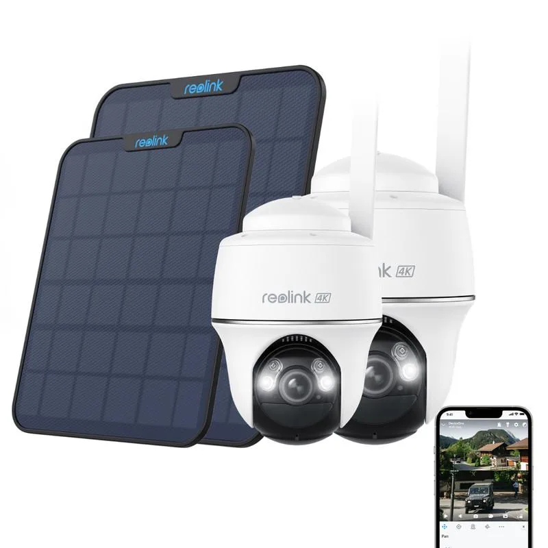 Reolink Reolink Go PT Ultra 2pcs Black Solar Panel 2 4K 8MP 4G LTE PT Battery Camera — product photo