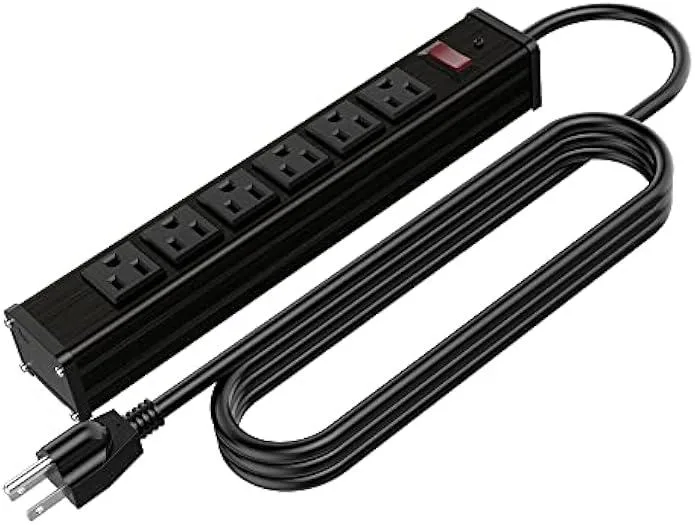 TAURKENAM TAURKENAM Metal 6-Outlet Power Strip 6ft 14AWG 15A 125V 1875W — product photo