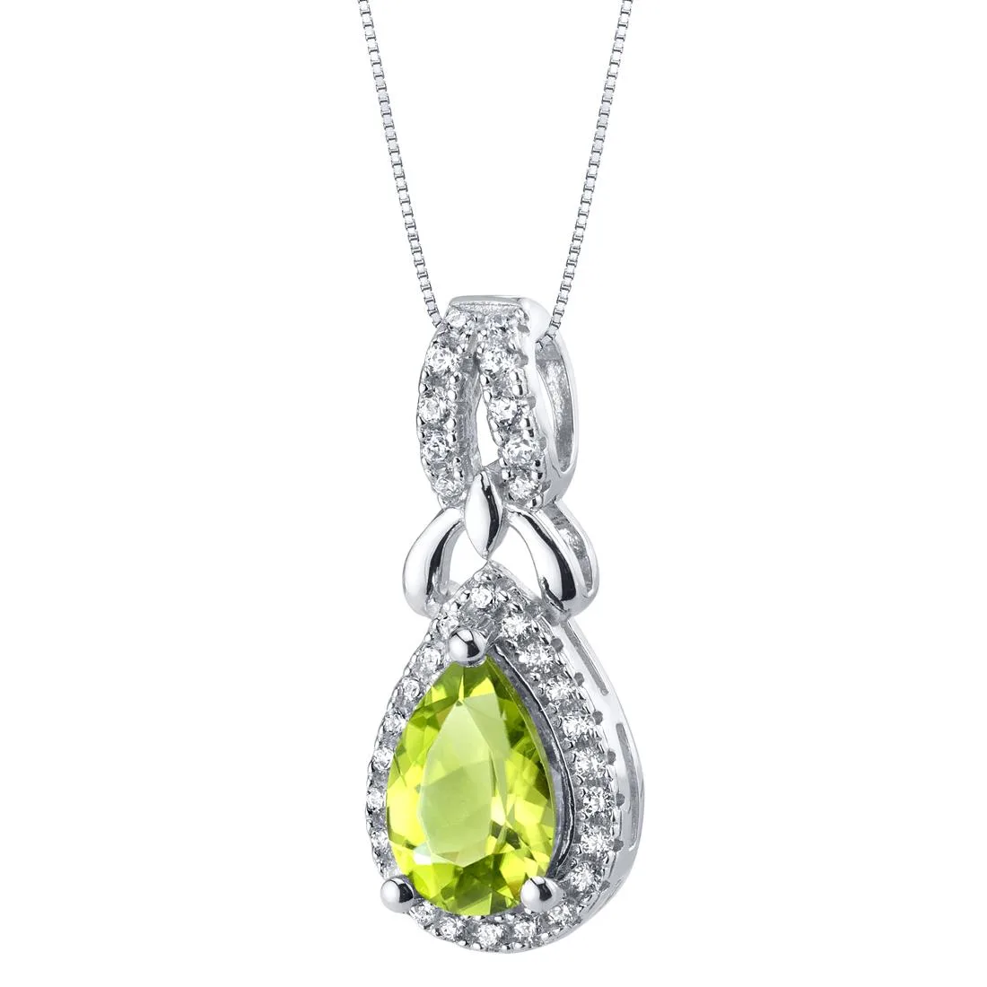 Oravo Oravo Peridot Sterling Silver Halo Pendant Necklace 18" 1.25 ct .925 — product photo