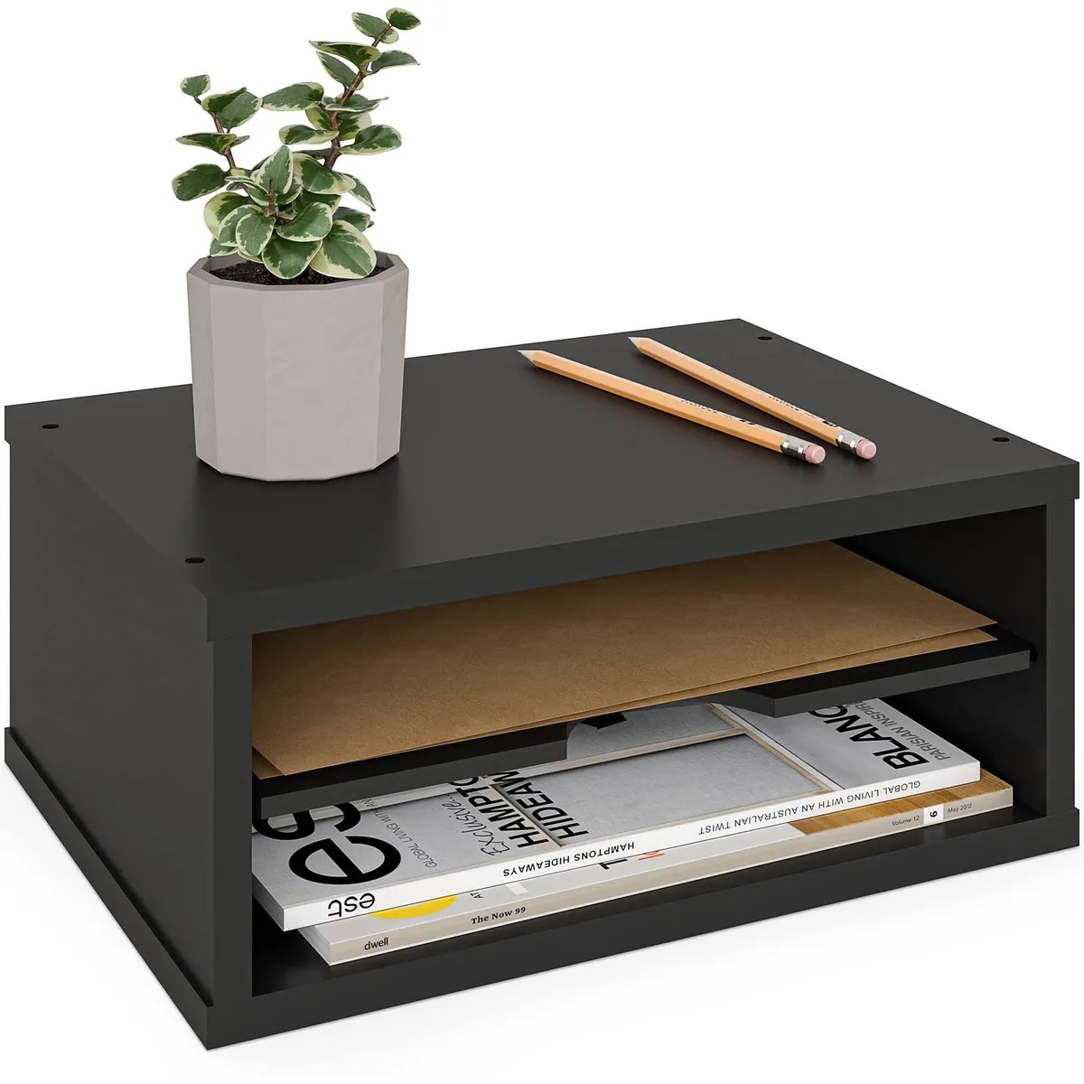  Ballucci 2-Tier Paper Sorter Organizer 13.6 x 9.25 x 5.2 in Black — product photo