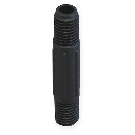 Black polypropylene Schedule 80 pipe nipple with male NPT threads both ends