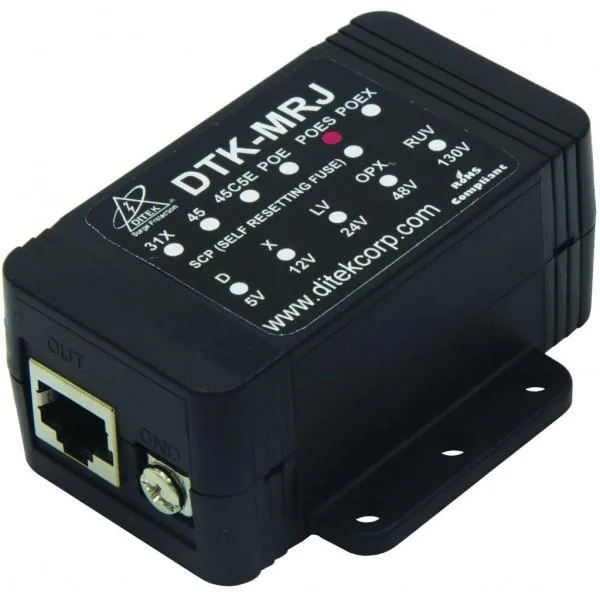 DITEK DITEK DTK-MRJPOES Shielded Gigabit PoE Surge Protector 10GbE RJ45 — product photo