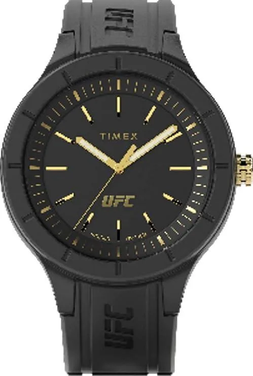 38mm black silicone watch with black dial and case