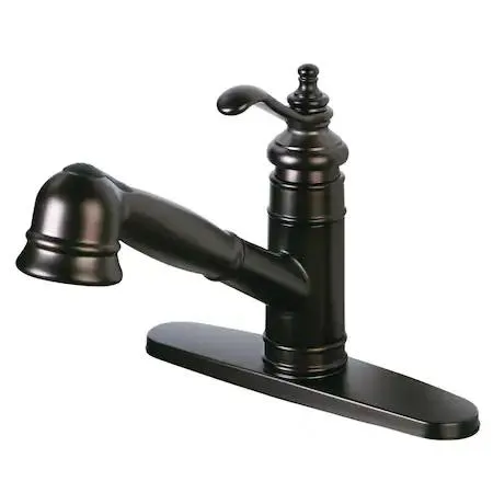 Oil-rubbed bronze pull-out kitchen faucet with single lever