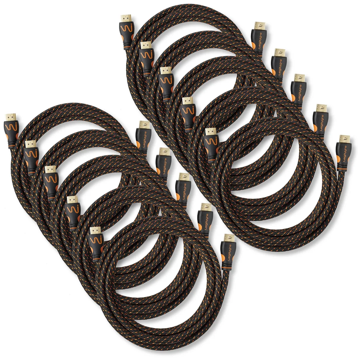 LegitWire LegitWire HDMI to HDMI Cables 10 Pack 10 ft 18 Gbps 4K 60Hz Locking Head 28AWG Gold Plated — product photo