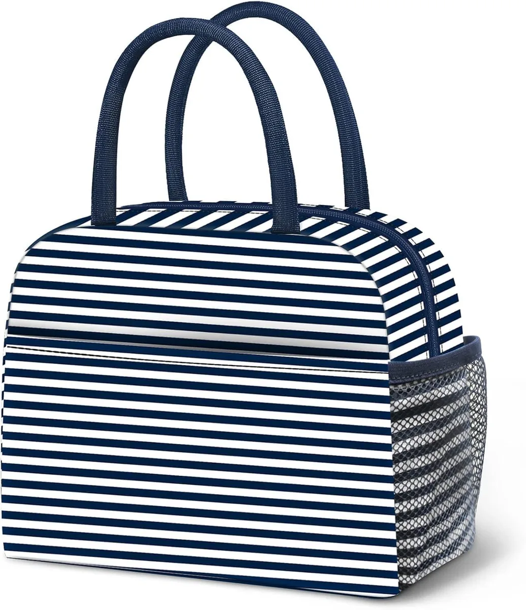 No Sew No Sew Lunch Bag Navy Blue2 10.6 × 6.3 × 8.67 in — product photo