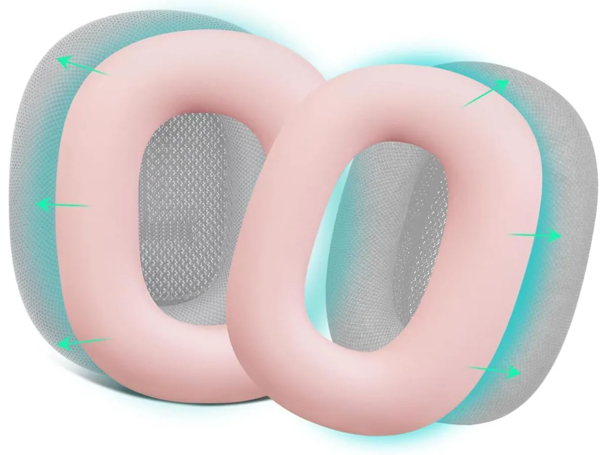 Pink silicone ear-pad covers for AirPods Max headphones