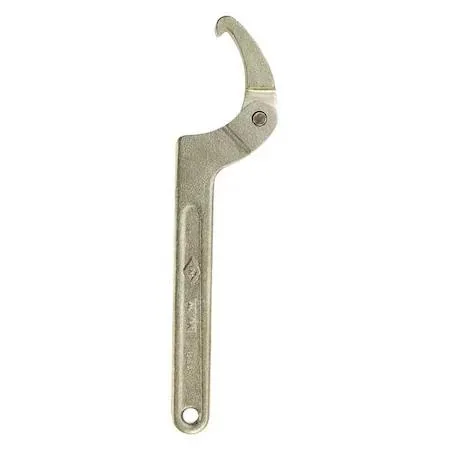 Adjustable hook spanner wrench, 8 inch, aluminum bronze natural finish