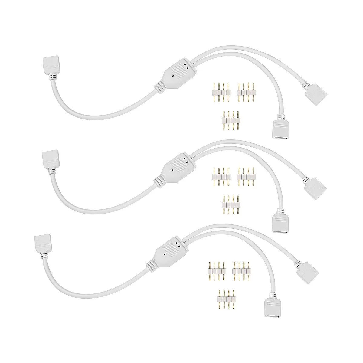 KEHIPI KEHIPI BKC1261-FM 4-Pin LED Splitter Cables 12in 3-Pack — product photo