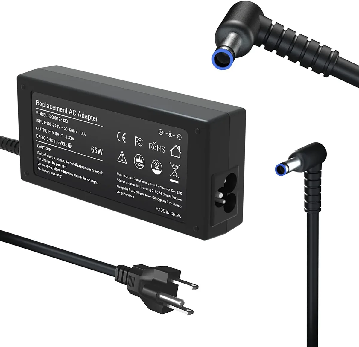 myVolts myVolts 19.5V 3.33A 65W AC Adapter 4.5mm Blue Tip ProBook 470-G3 470-G4 470-G5 645-G2 — product photo