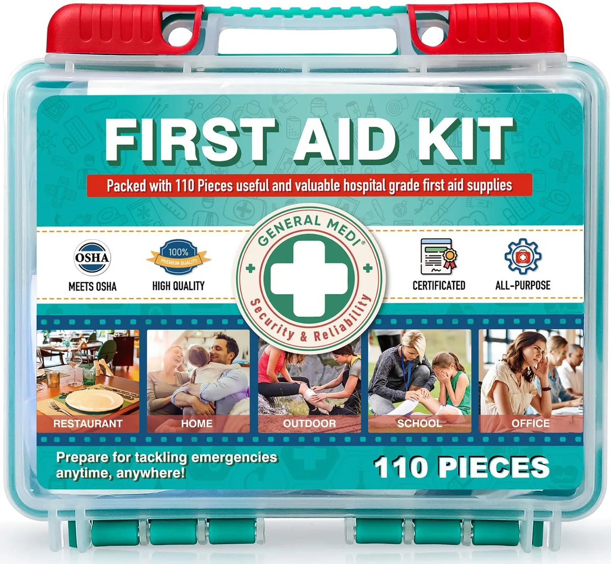 No Sew No Sew 110 Piece First Aid Kit Hard Case Part 6865 — product photo