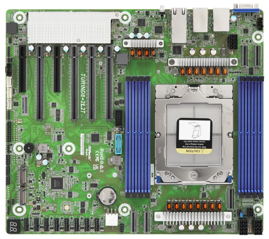 ASRock Rack ASRock Rack TURIND8-2L2T server motherboard CEB SP5 8×DDR5 4TB 2×10GbE — product photo