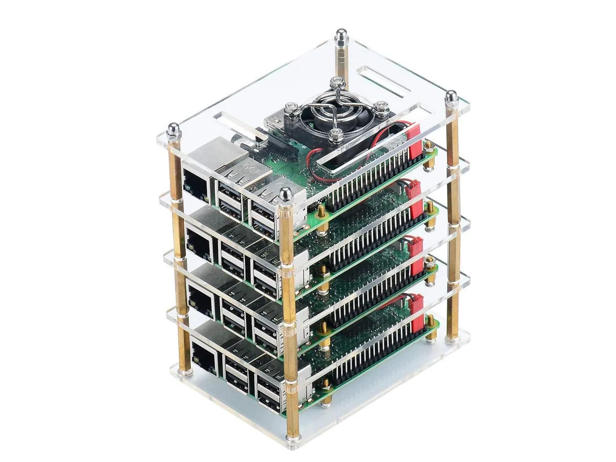Werleo Werleo Raspberry Pi Cluster Case 4-Layer Acrylic Kit with 4 Fans & Heatsinks — product photo