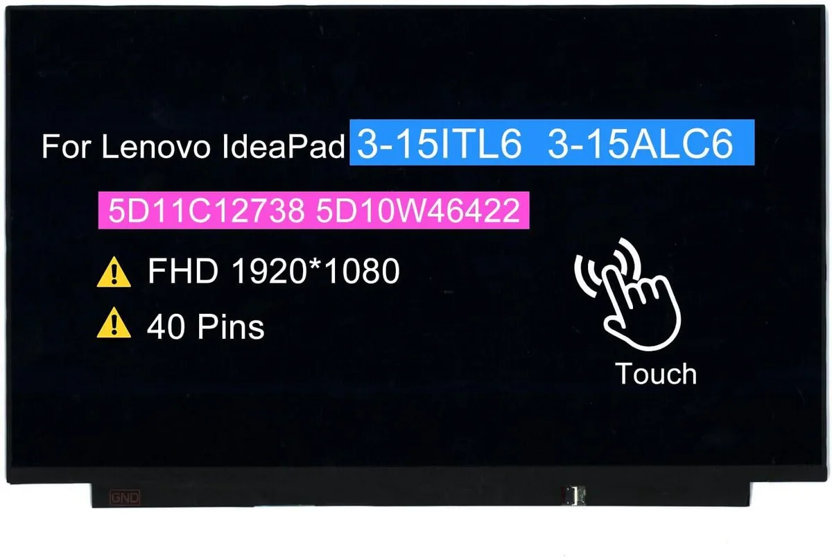 NUOLAISUN NUOLAISUN 15.6" Touch Screen Replacement for Lenovo IdeaPad 3-15ITL6 3-15ALC6 FHD 1920x1040 40-pin — product photo