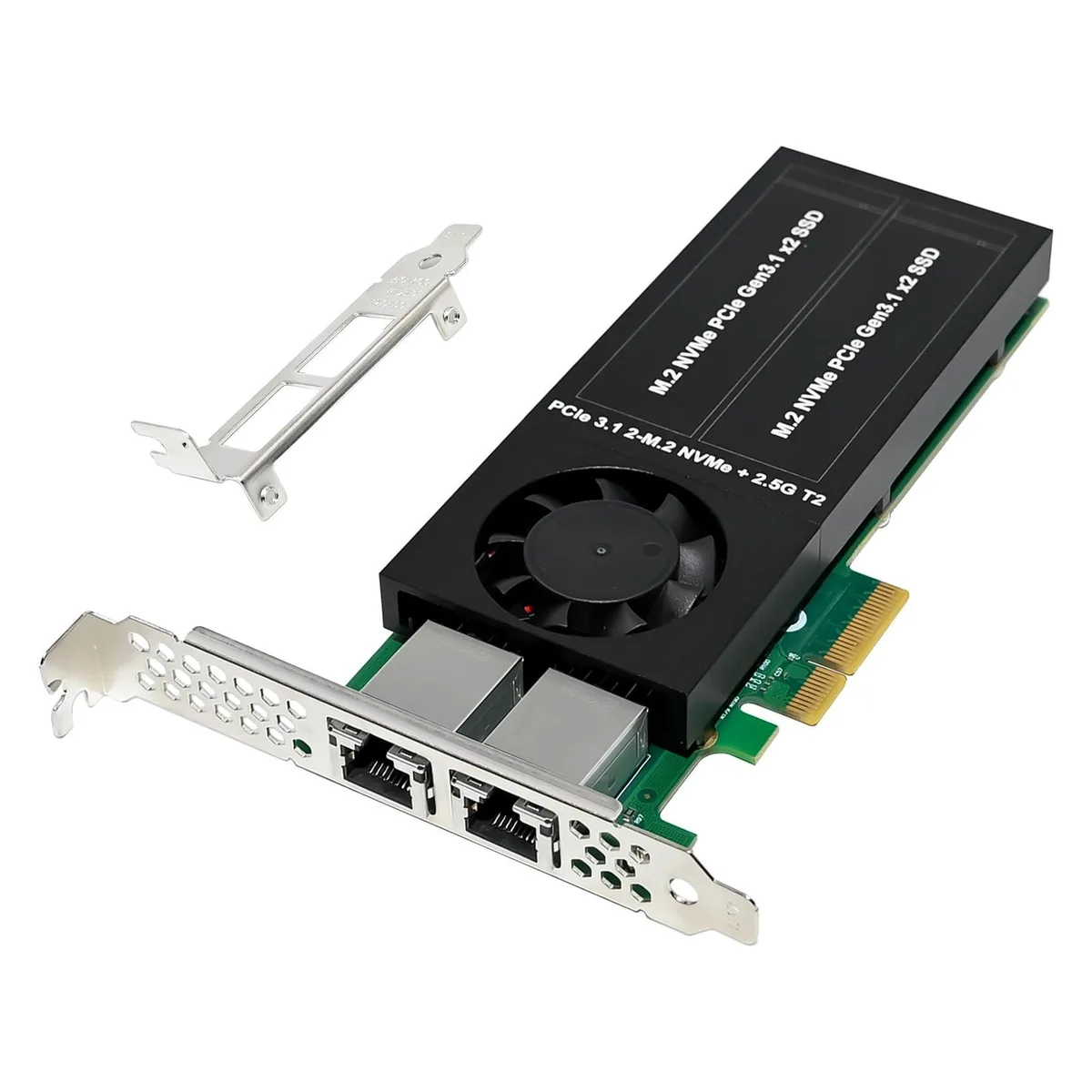 C&N C&N PCIe 3.1 x4 Dual 2.5G Network Card + Dual M.2 NVMe Adapter with Low Profile Bracket — product photo