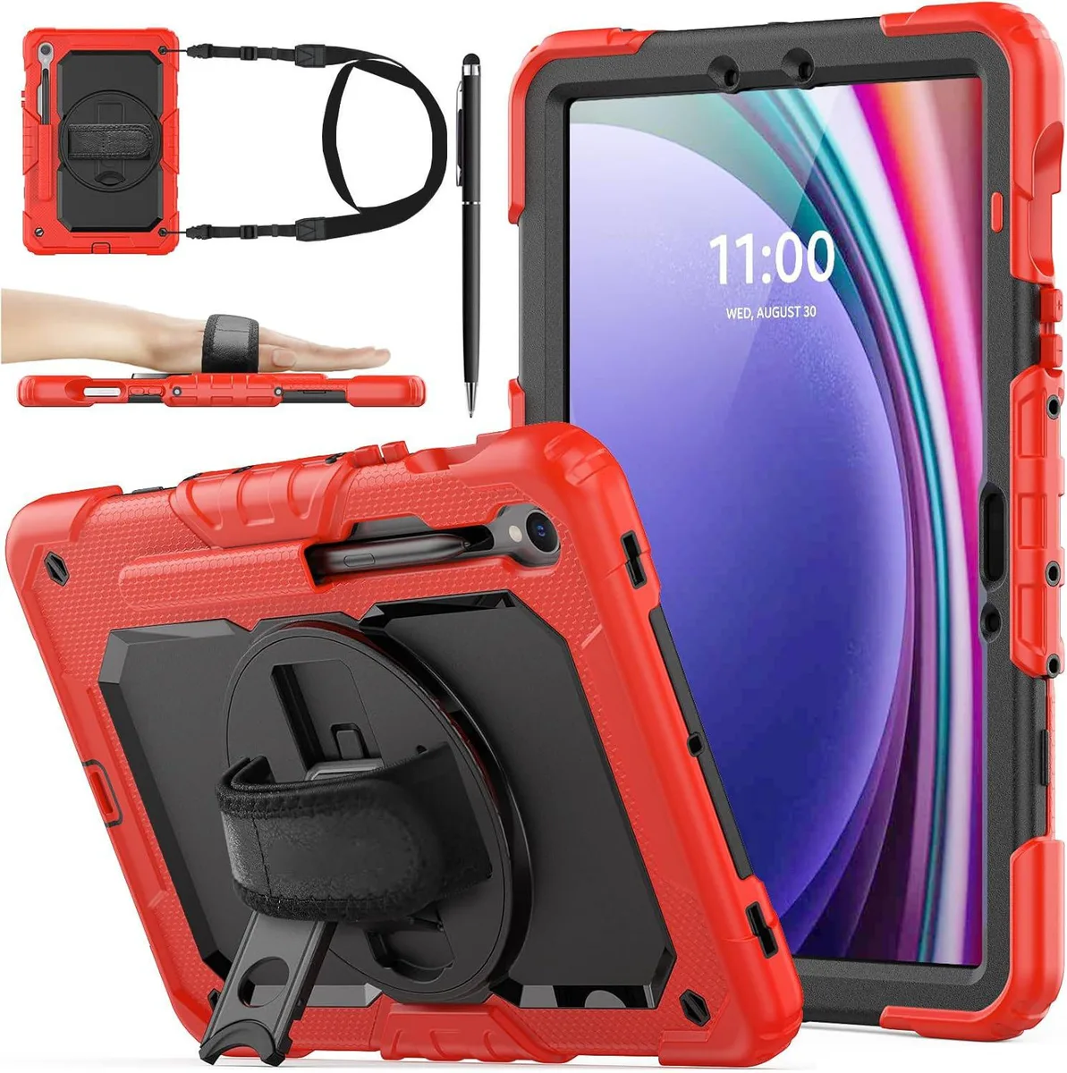 Werleo Werleo SM-X400/X406B laptop case Red 5G screen protector pencil holder 360 rotate hand strap — product photo