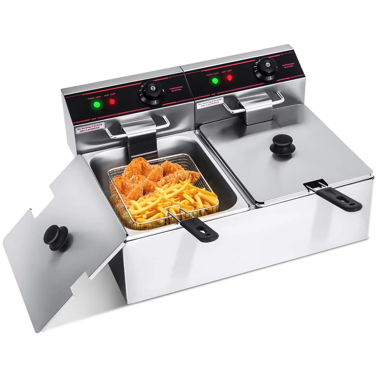 NShi NShi Dual Tank Fryer 2 x 5.8QT 3400W White — product photo