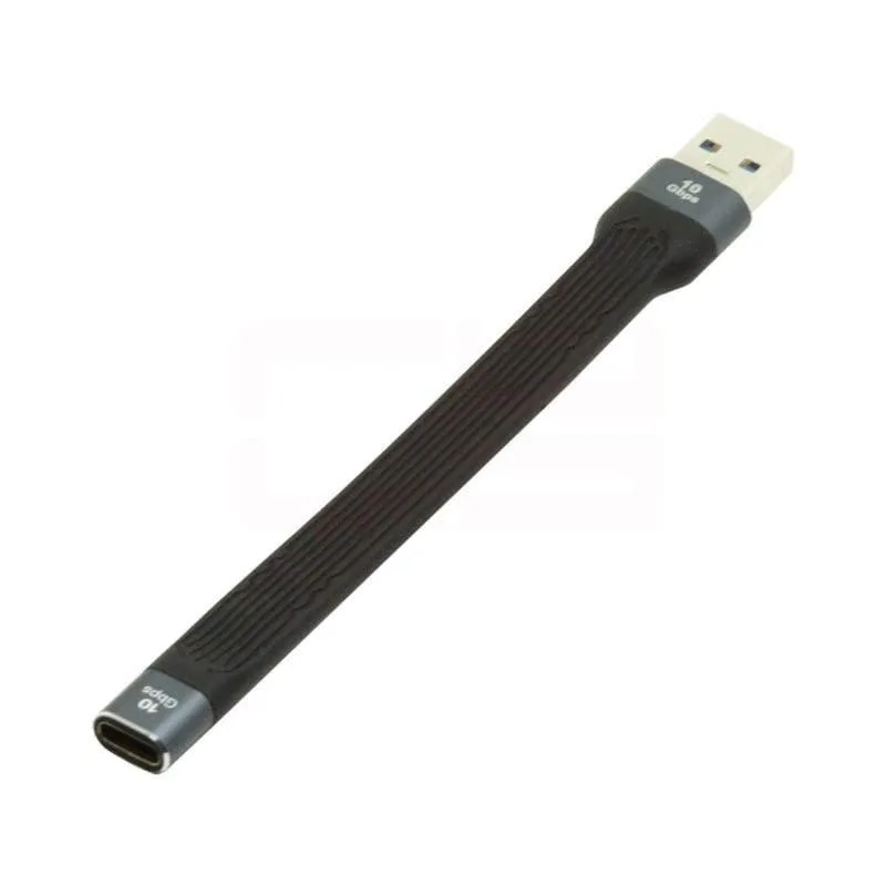 Fervit Fervit USB 3.1 Type C Female to USB 3.0 Type A Male Flat Slim FPC 10Gbps 13cm Cable — product photo