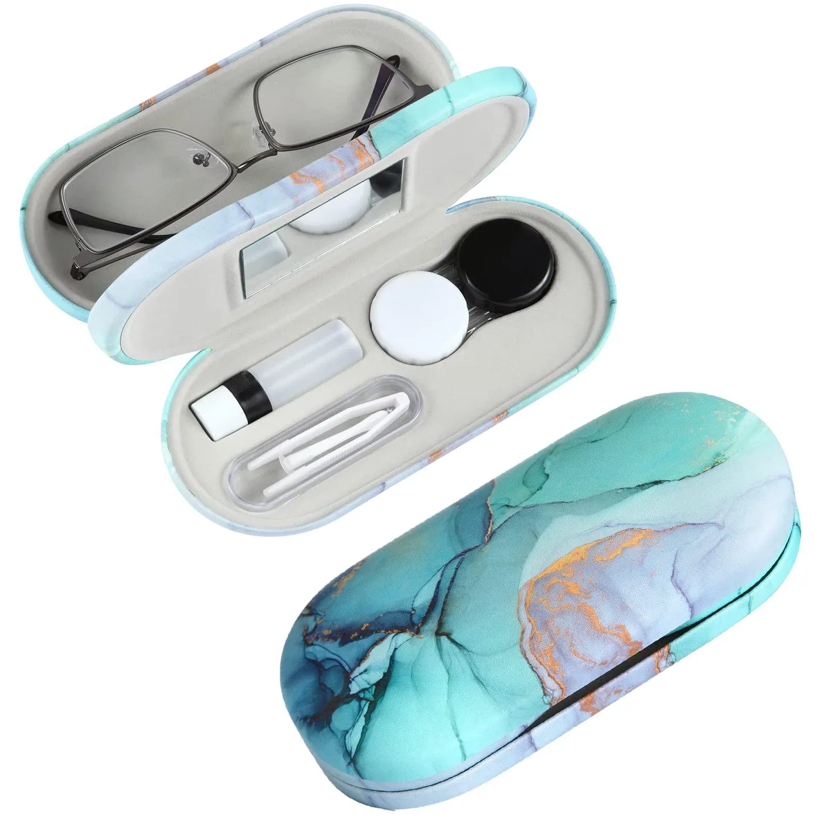  AITIME 2-in-1 Glasses &amp; Contact Lens Case Green 6.3 x 2.8 x 2.2 in — product photo