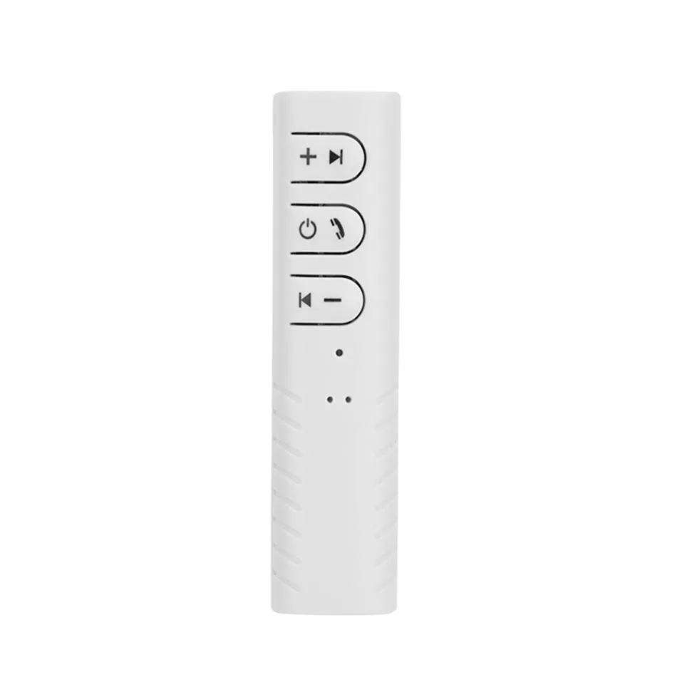 Small white Bluetooth receiver with 3.5mm jack and clip