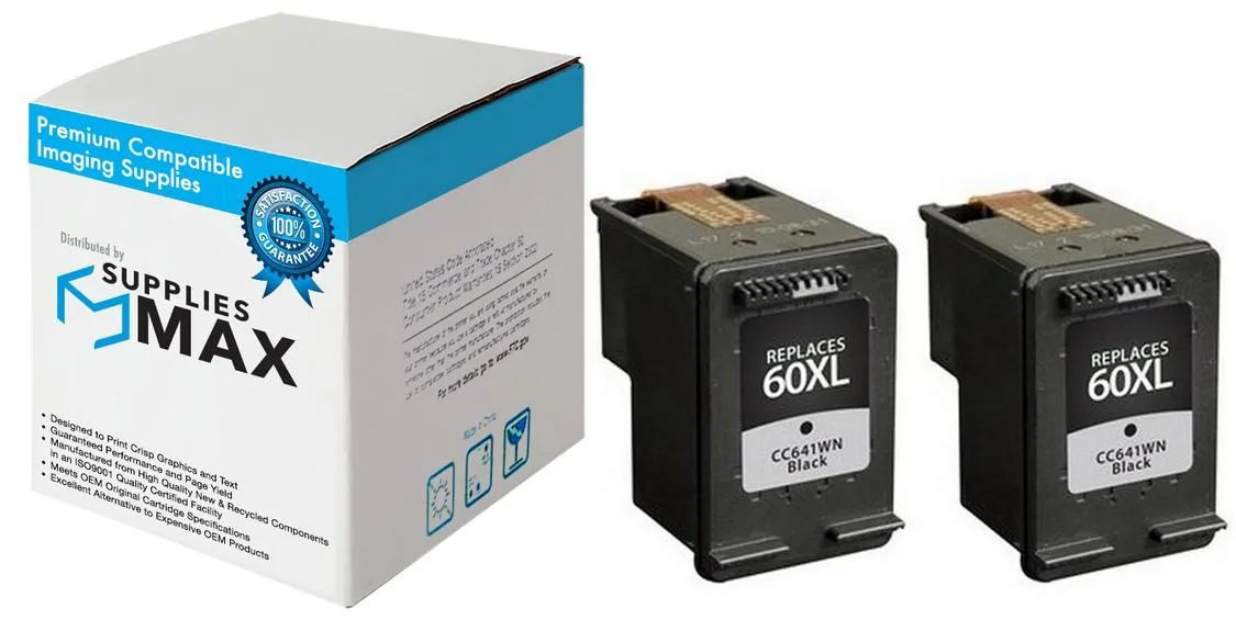 SuppliesMax SuppliesMax HP 60XL D8J43AN Black Inkjet 2 Pack 600 Pages — product photo