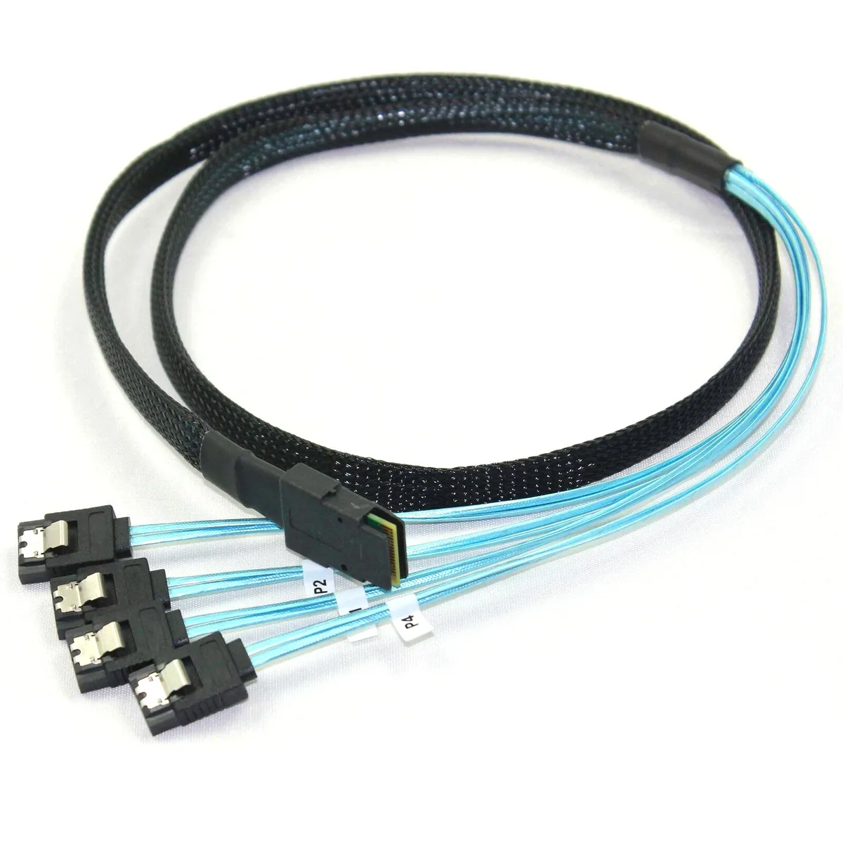 JacobsParts Inc. JacobsParts Mini SAS SFF-8087 to 4 SATA 3.3 ft Aqua Blue — product photo