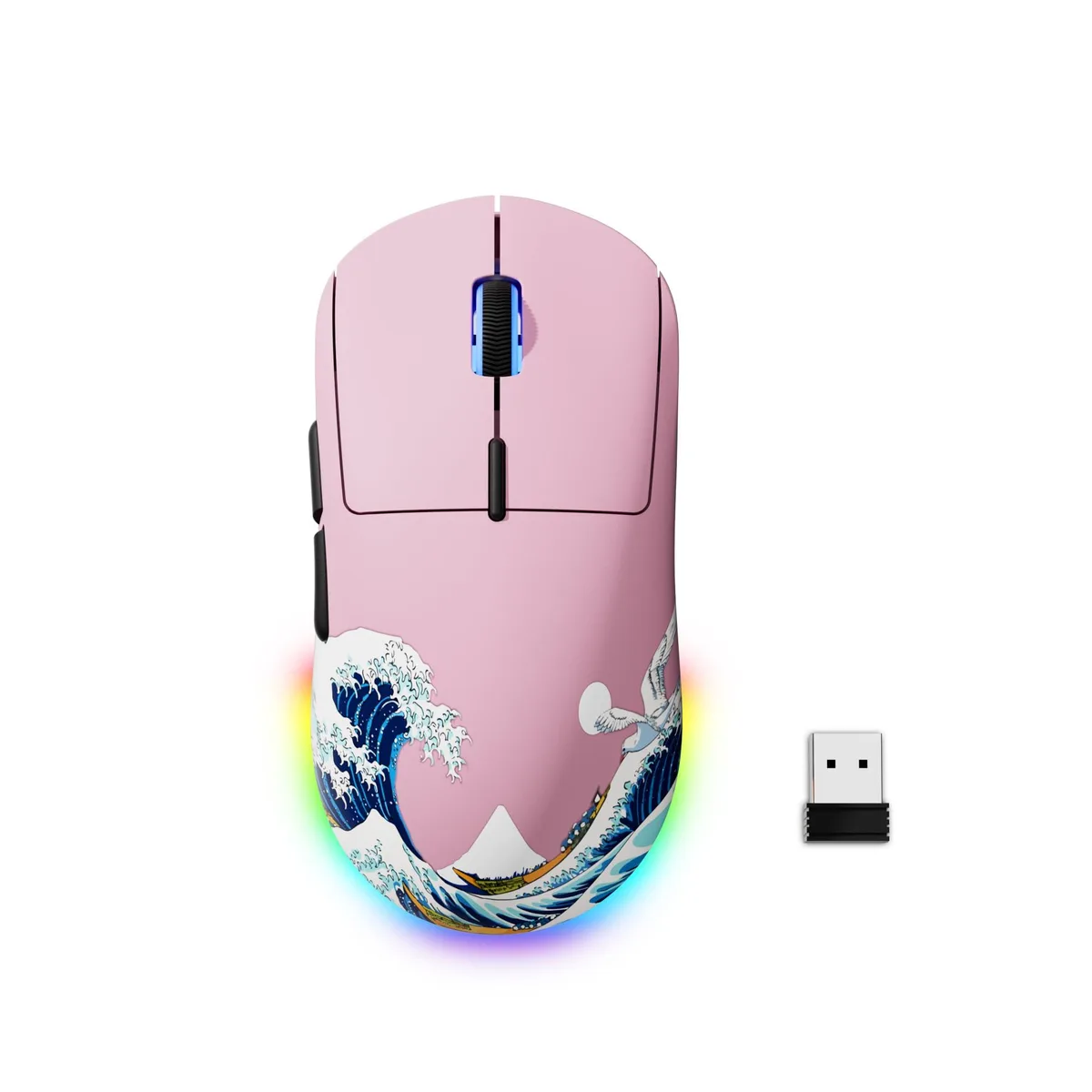 Womier Womier G57 gaming mouse, 8000 DPI, 80g, 2.4G/Bluetooth/USB-C, 5 programmable buttons, Pink — product photo