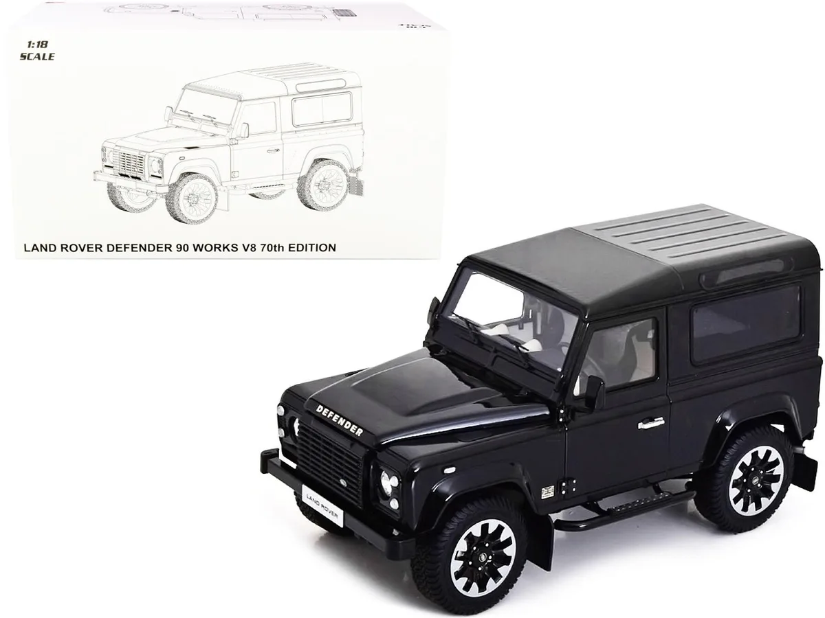 LCD Models LCD Models Land Rover Defender 90 Works V8 Black 70th Edition 1/18 Diecast Car — product photo