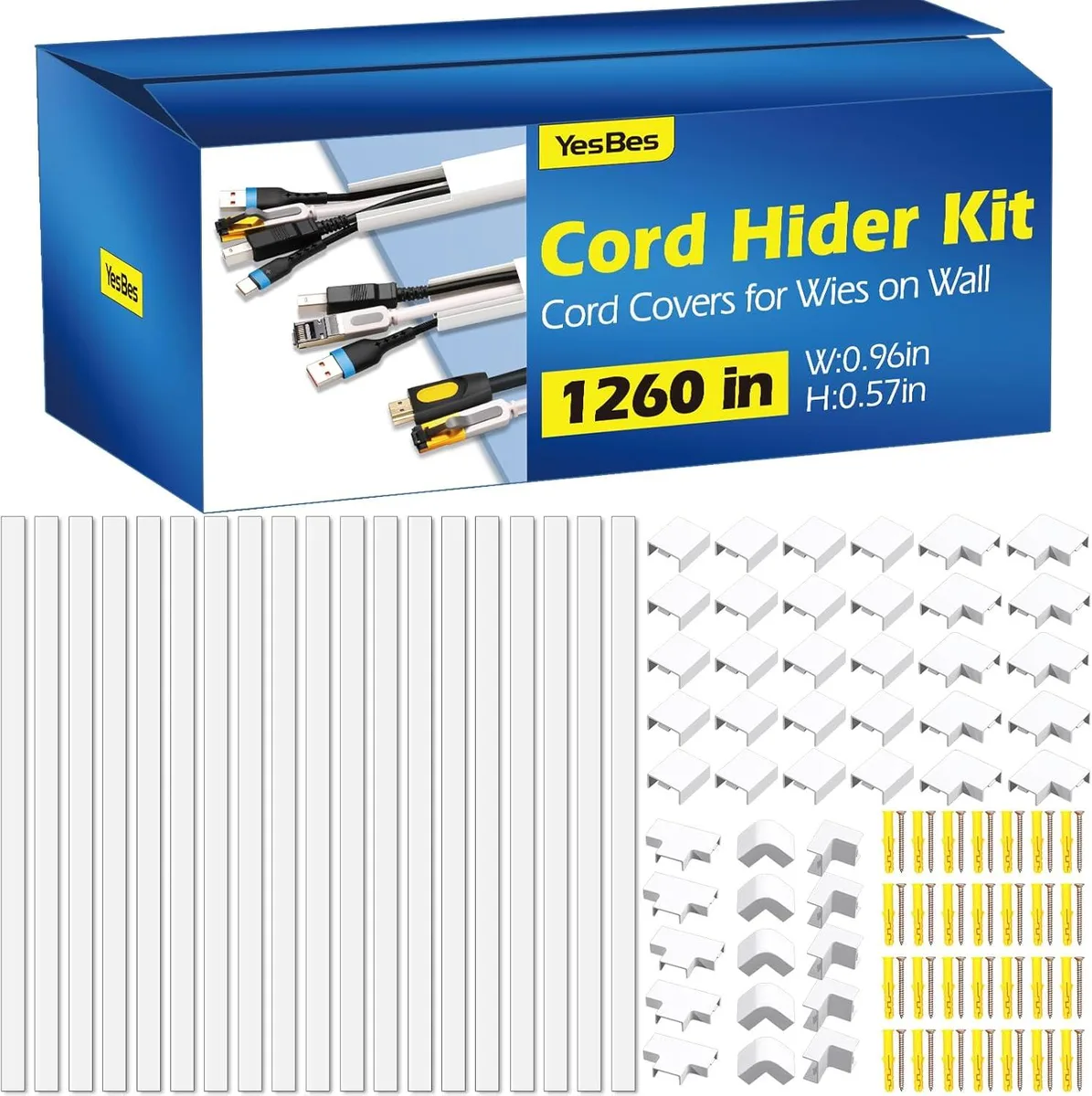 BFKK BFKK Cord Hider Kit White 1260in 20pcs — product photo