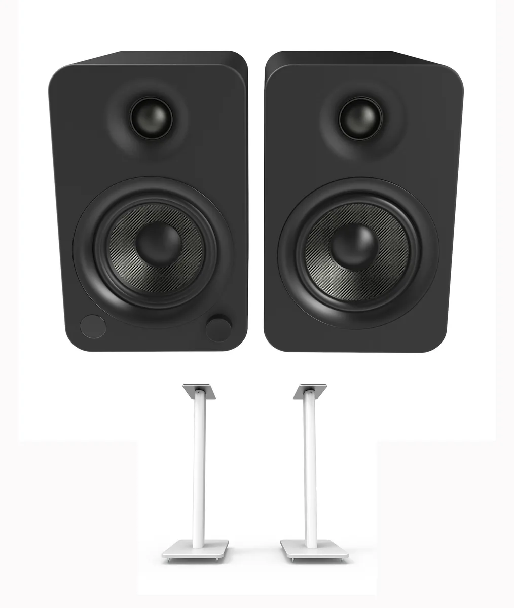 Kanto Kanto YU4MB 140W Bookshelf Speakers with SP26PLW 26" Stands — product photo