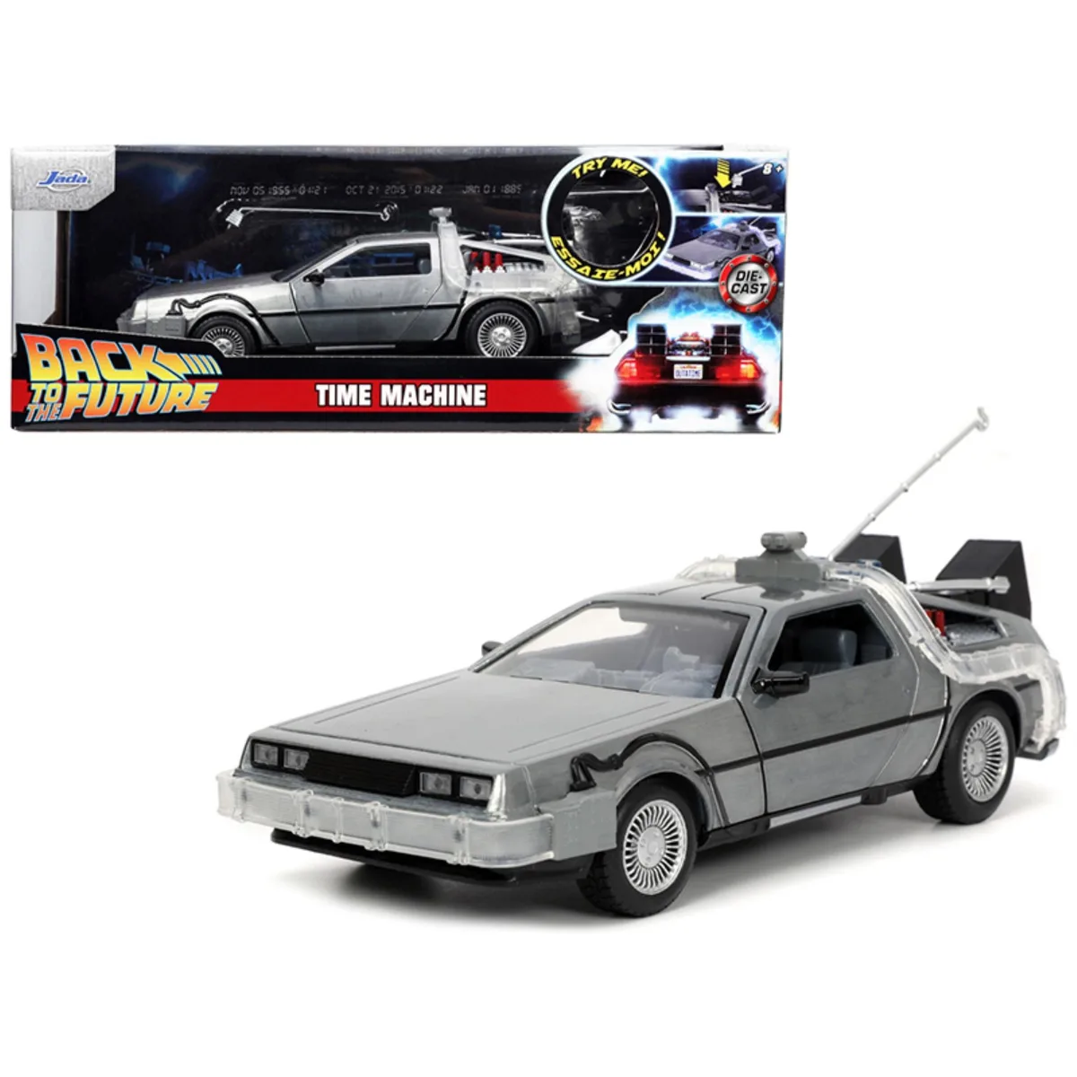 Jada Jada DeLorean Time Machine Brushed Metal Lights 1/24 1985 Hollywood Rides — product photo