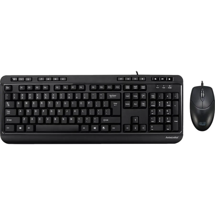 Adesso Adesso AKB132CB keyboard with mouse USB 104 keys 14 function keys antimicrobial black — product photo