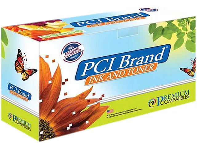 Black toner cartridge in a rectangular plastic housing
