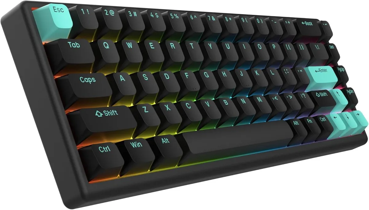 usbroway usbroway ARBITER Polar 65 Gaming Keyboard Mint Abyss 65% Fuji Hall Effect 36g CNC Aluminum 1.8m Braided Cable — product photo