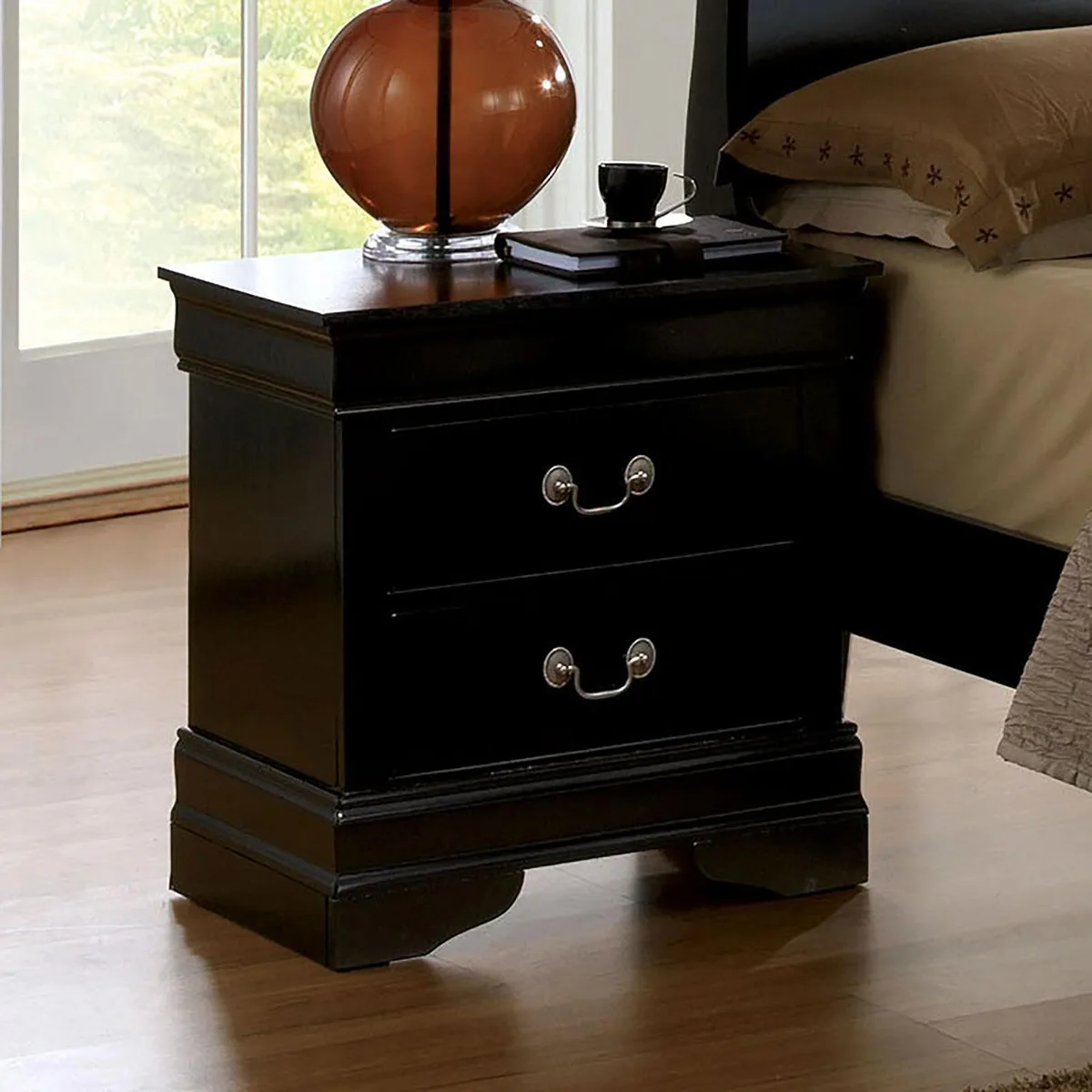 tuphen tuphen Nightstand Black Louis Philippe Solid Wood 21 15 23 — product photo