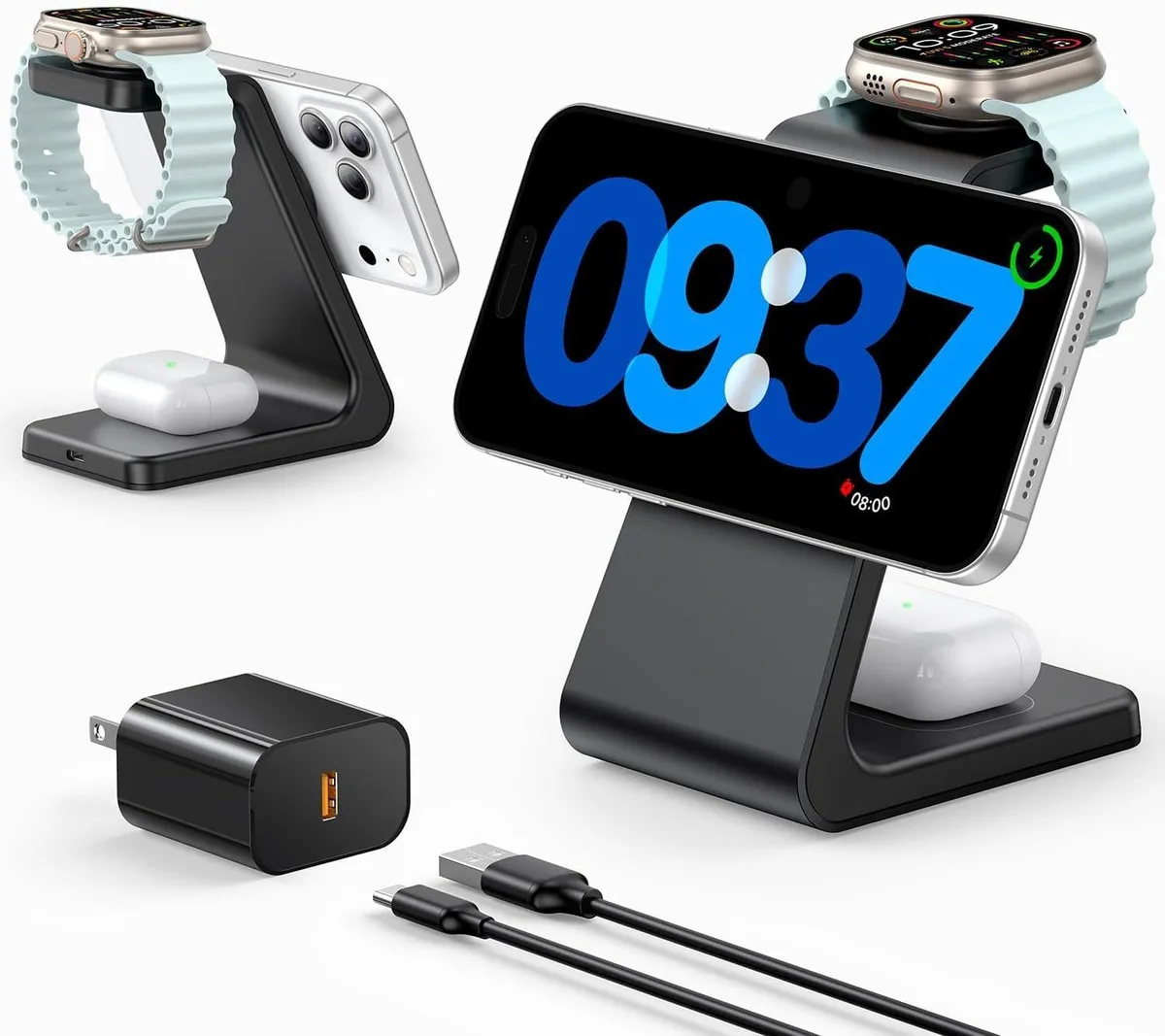  Apple 3-in-1 Wireless Charging Station 15W MagSafe Black — product photo