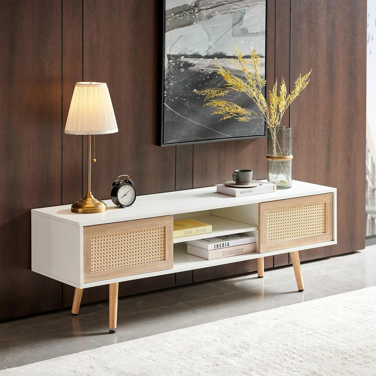 tuphen tuphen 55.12" Rattan TV Cabinet White — product photo