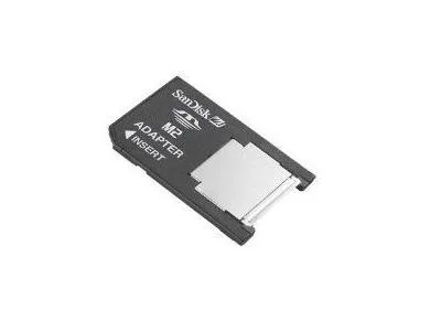 Small rectangular plastic adapter with Memory Stick Micro slot and PRO Duo form factor