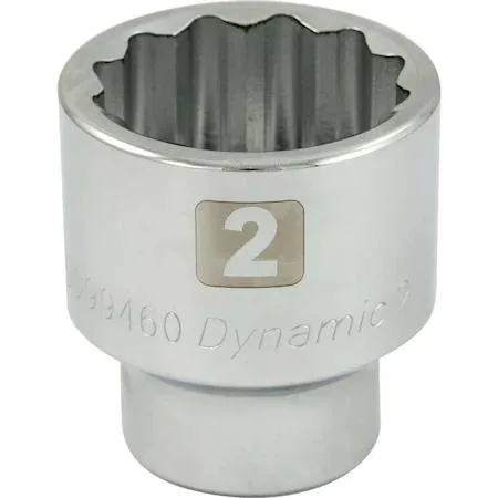 Chrome 1" drive 2" SAE socket with laser-etched markings