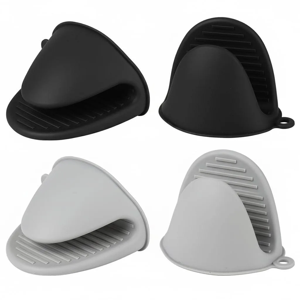  Libemskix Silicone Oven Mitts 4 pcs Black &amp; Gray 4.53×2.76×3.31 in 428°F/220°C — product photo