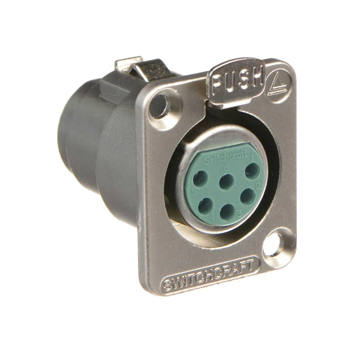 Switchcraft Switchcraft 6-Pin XLR Female Panel Mount Silver Pins Nickel Finish — product photo