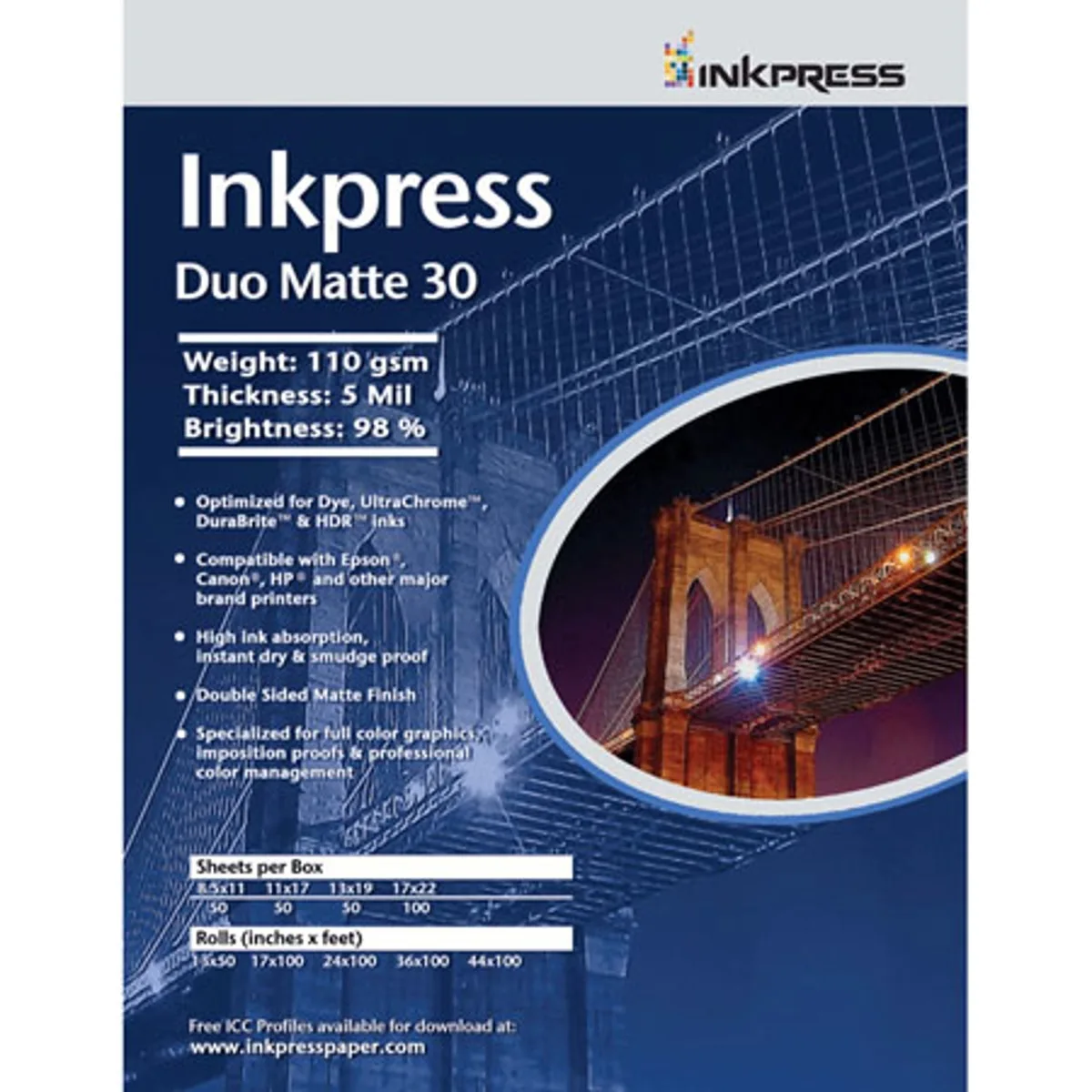 Inkpress Inkpress Duo Matte 30 Paper 13x19" 50 Sheets — product photo