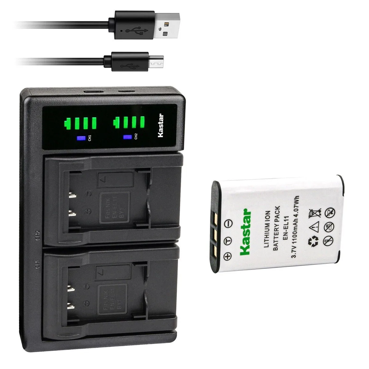 Kastar Kastar EN-EL11 1100mAh battery and LTD2 USB charger 1-pack — product photo