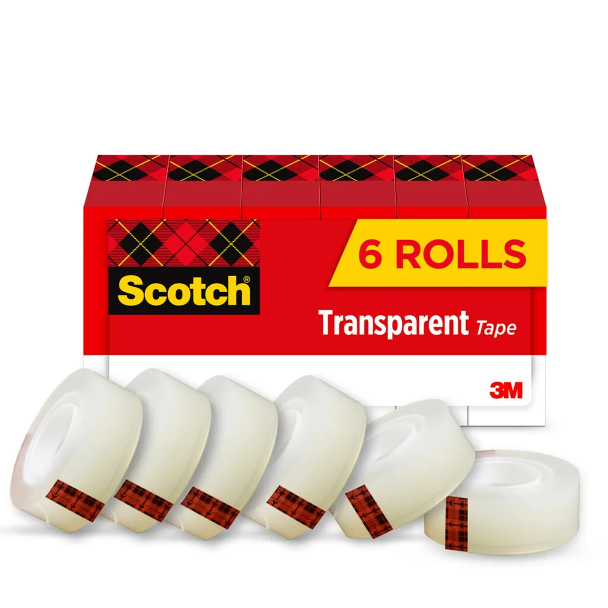  Scotch 600K6 transparent tape 3/4 in x 1000 in 6 boxes — product photo